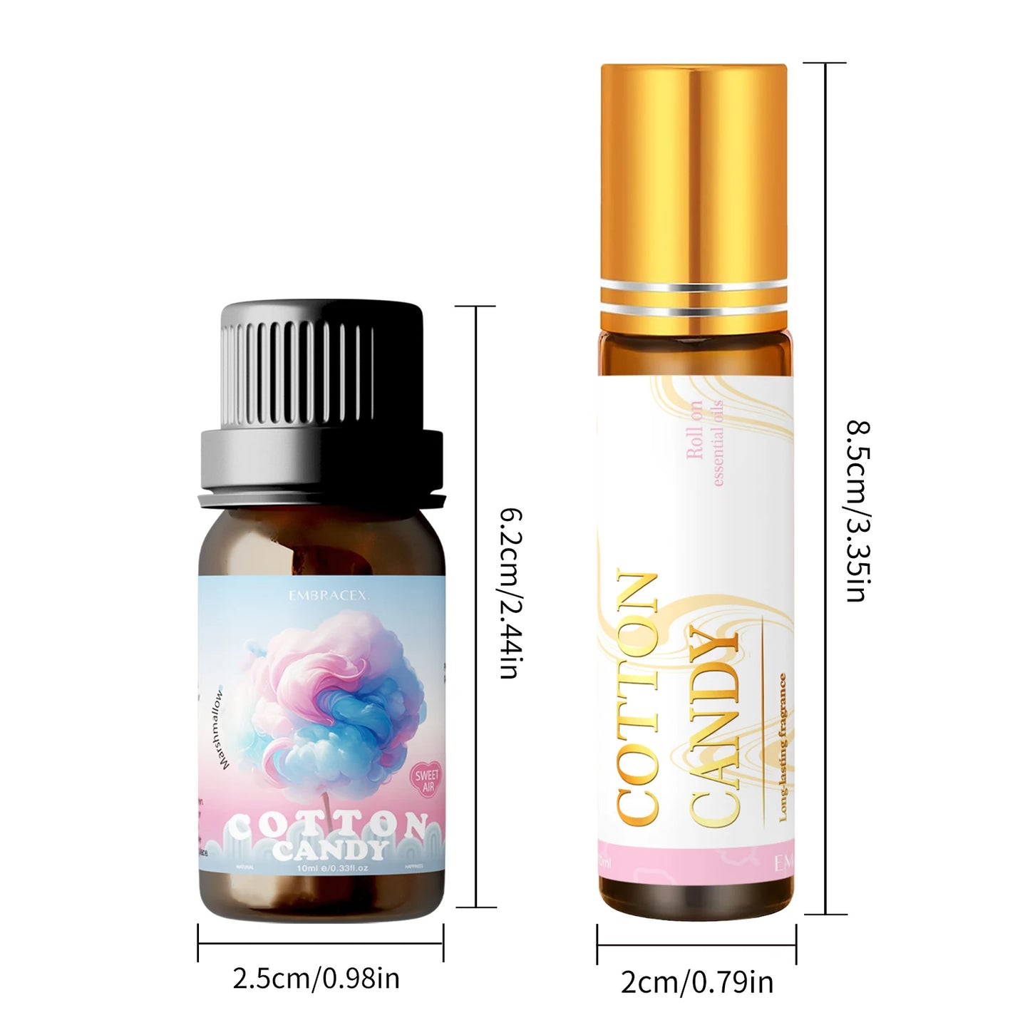 2PC/1PC Cotton Candy Roller Essential Oils Marshmallow Essential Oil Sweet Creamy Aroma for Aromatherapy Relaxation For Diffuser
