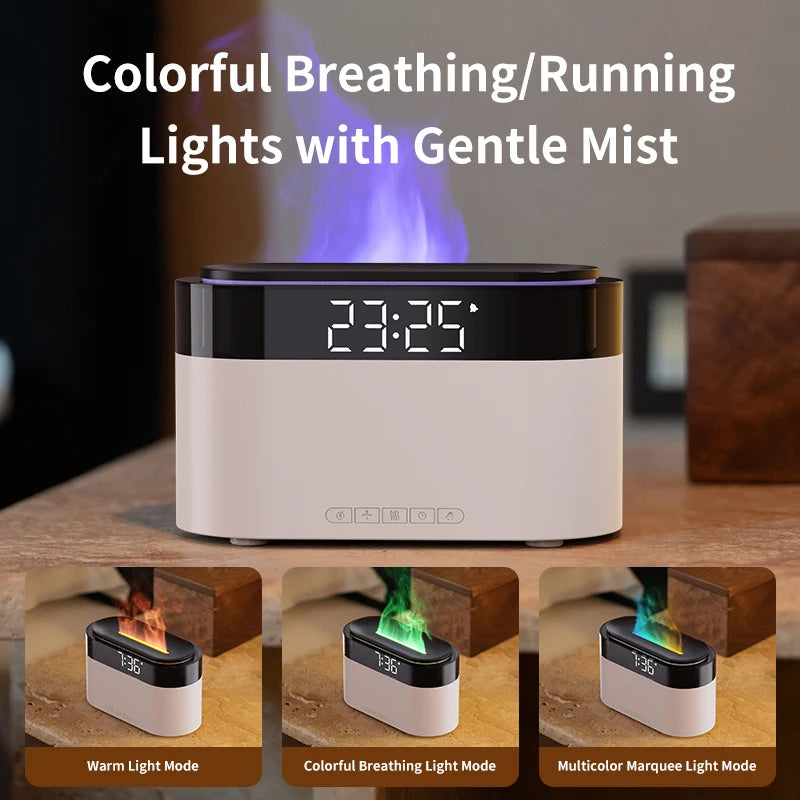 New Clock Air Humidifier Home Colorful Lamp Usb Charge Remote Control Essential Oil Spray Aroma Diffuser Alarm Clock Humidifiers