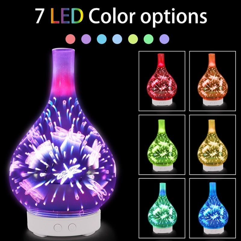 100ml 3d Glass Aromatherapy Oil Diffuser Color Change Led Light Essential Oil Aroma Humidifier