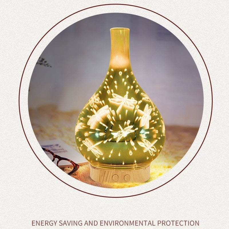 100ml 3d Glass Aromatherapy Oil Diffuser Color Change Led Light Essential Oil Aroma Humidifier