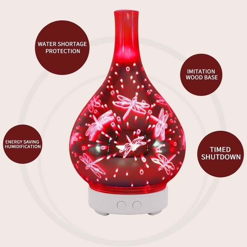 100ml 3d Glass Aromatherapy Oil Diffuser Color Change Led Light Essential Oil Aroma Humidifier
